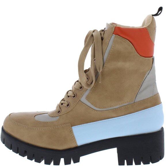 Chase + Chloe Tan and Blue Combat Boots - Picture 3 of 3